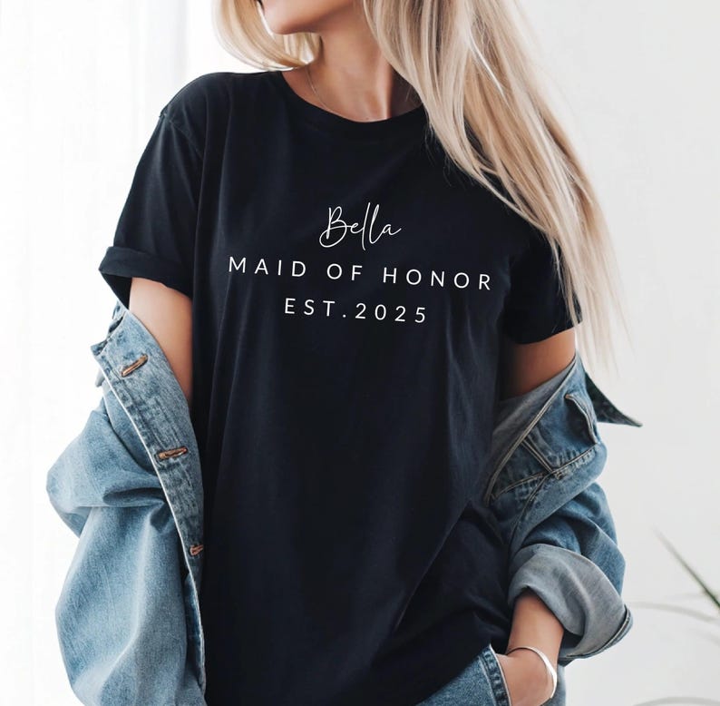 Personalized Bride & Maid of Honor Wedding Party Gift - Custom Name Bridal C.rew Apparel