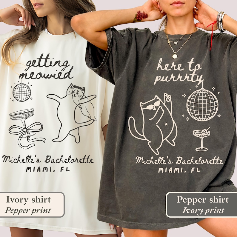 Personalized Bachelorette Party Cat Bride Getting Married Miami Girls Trip Design