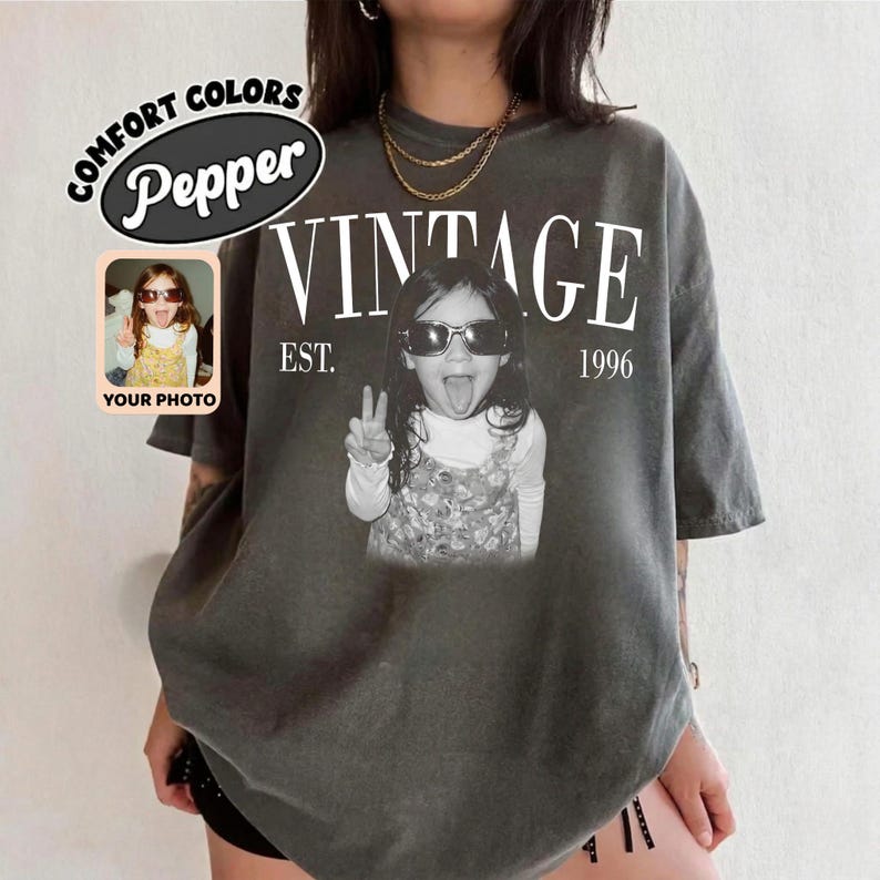 Custom Retro Vintage Photo Apparel - Personalized Est Year Picture Pullover Top