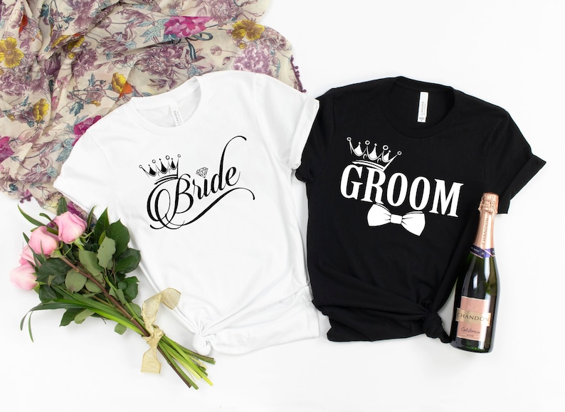 Bride and Groom - Wedding Party - Honeymoon -Wedding -Wife and Hubs Shirts - Just Married
