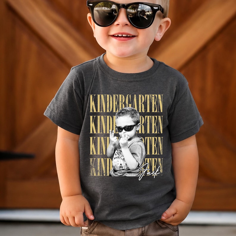 Personalized Back to School Kid Photo - First Day Kindergarten Vintage Gift