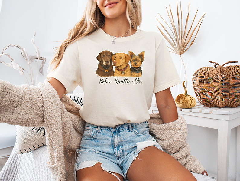 Personalized Dog Portrait - Custom Pet Memorial - Dog Mom & Multiple Dogs Gift