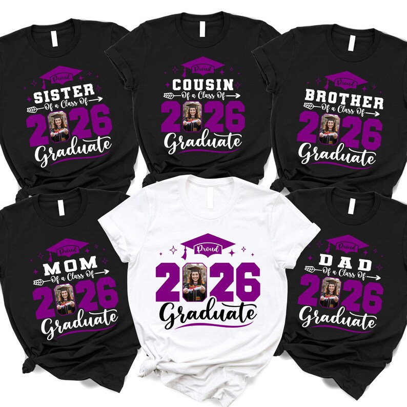 Personalized Graduation Photo - Custom 2026 Family Matching Celebration Gift Bella Canvas T-Shirt