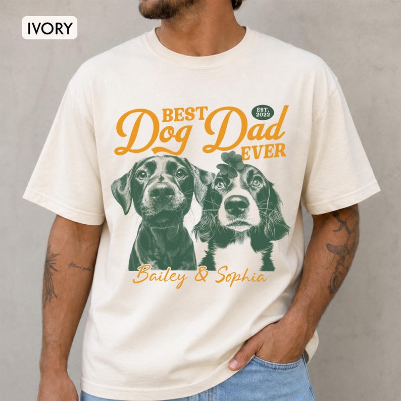 Custom Dog Dad Photo Pullover - Personalized Pet Portrait Apparel with Dog Names