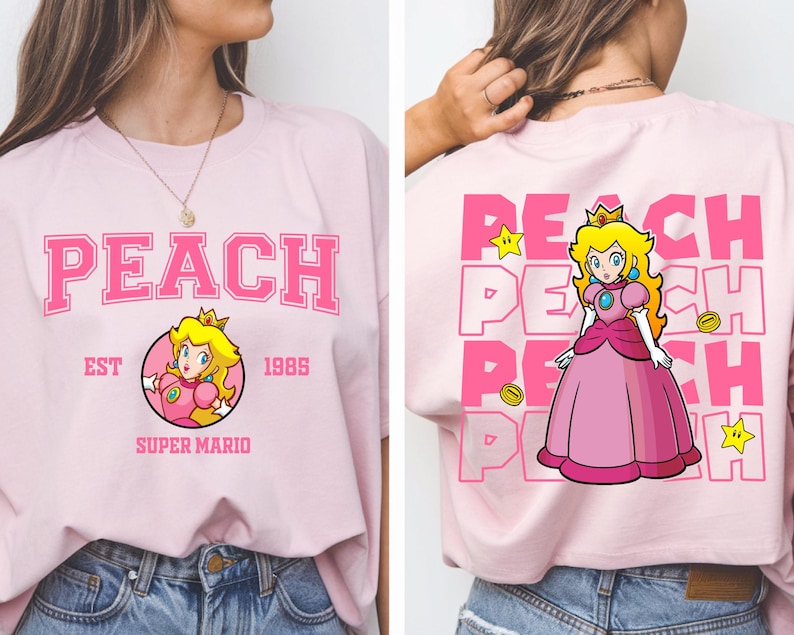 Custom Super Mario Character Top - Princess Peach Yoshi Luigi Gamer Vintage Graphic Apparel