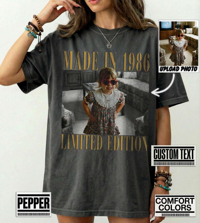 Personalized Vintage Birthday Portrait - Custom Photo Milestone Celebration Gift