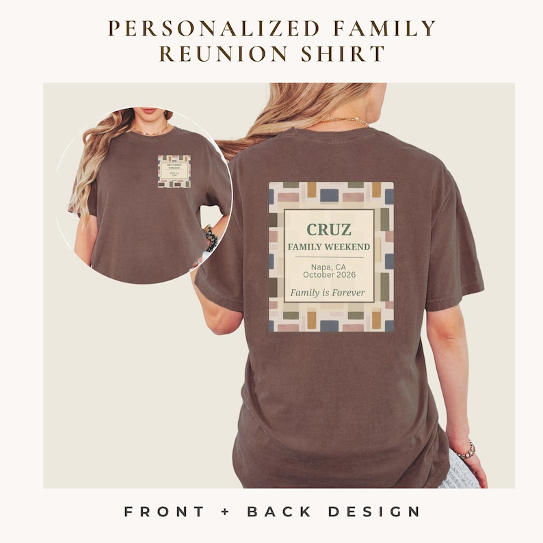 Personalized Family Weekend Reunion - Matching Front & Back Family Gathering Gift