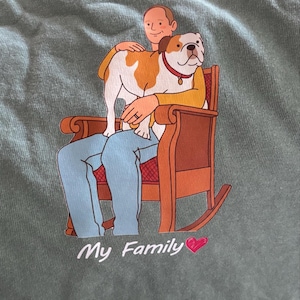 The shirt itself is a very soft nice material. The seller went above and beyond because I asked for something a little different than what they’d pictured and they still knocked it out of the park. Looks exactly like my husband and his pup!!