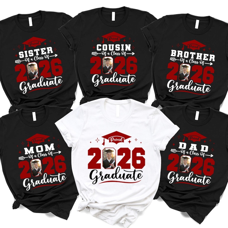 Personalized Graduation Photo - Custom 2026 Family Matching Celebration Gift Bella Canvas T-Shirt