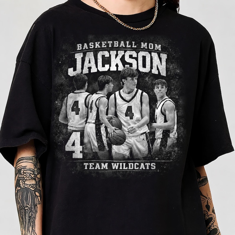 Custom Basketball Mom Player Photo Name Number Retro Team Wildcats Sports Apparel Top