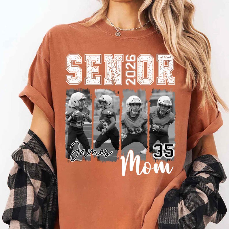 Custom Senior Football Mom - Personalized Photo Jersey Number Game Day