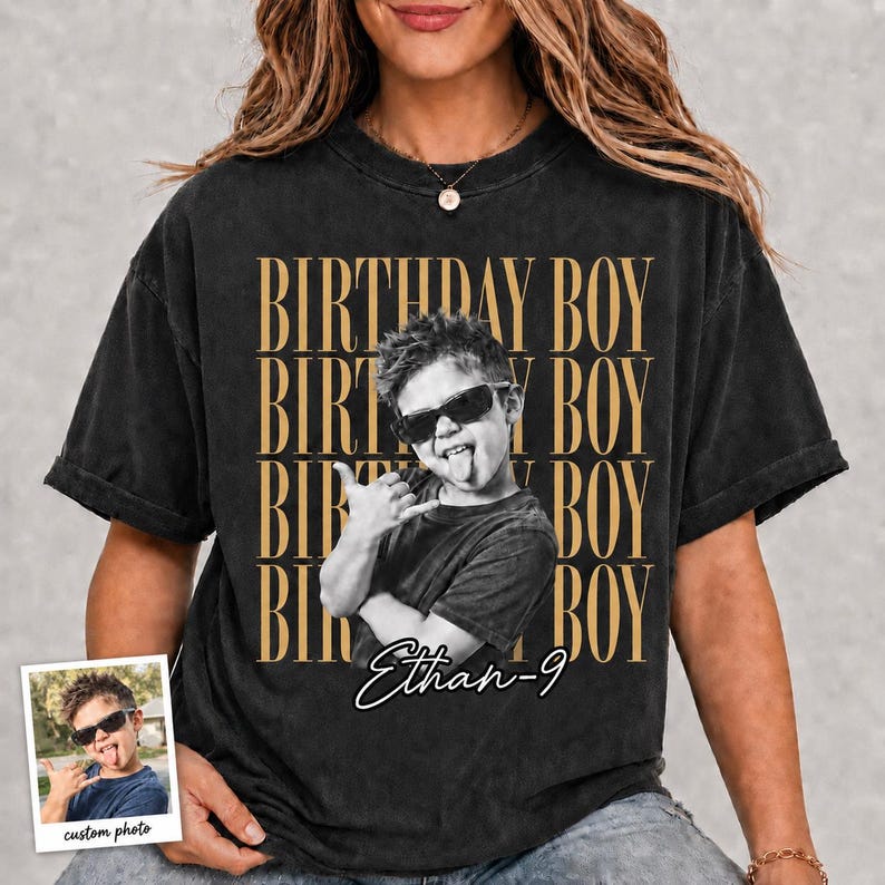 Personalized Birthday Boy Photo - Custom Name & Age Kids Party Gift