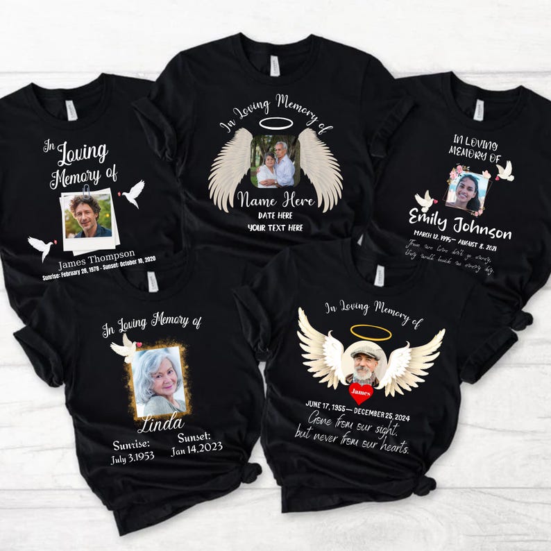 Custom Photo In Loving Memory Top - Personalized Memorial Picture Angel Wings Remembrance Apparel